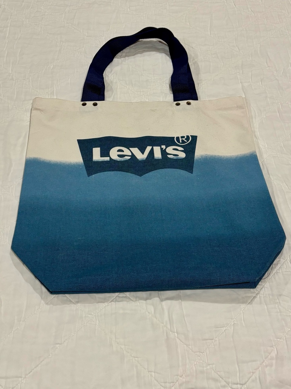 Levi's Blue Ombre Canvas Tote with Dark Blue Handles